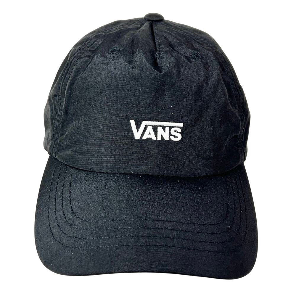 Vans Off The Wall Yupoong Small Logo Strapback Hat Cap Black Nylon Camper